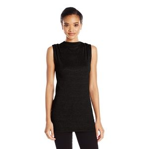 Michael Stars 2x1 Shine Sleeveless Mock Neck Top